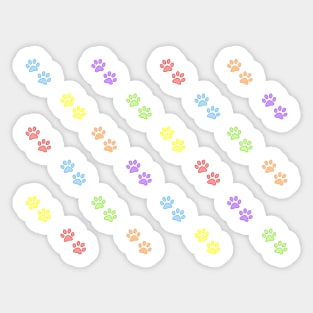 Mini Pastel Rainbow Paw Prints Sticker